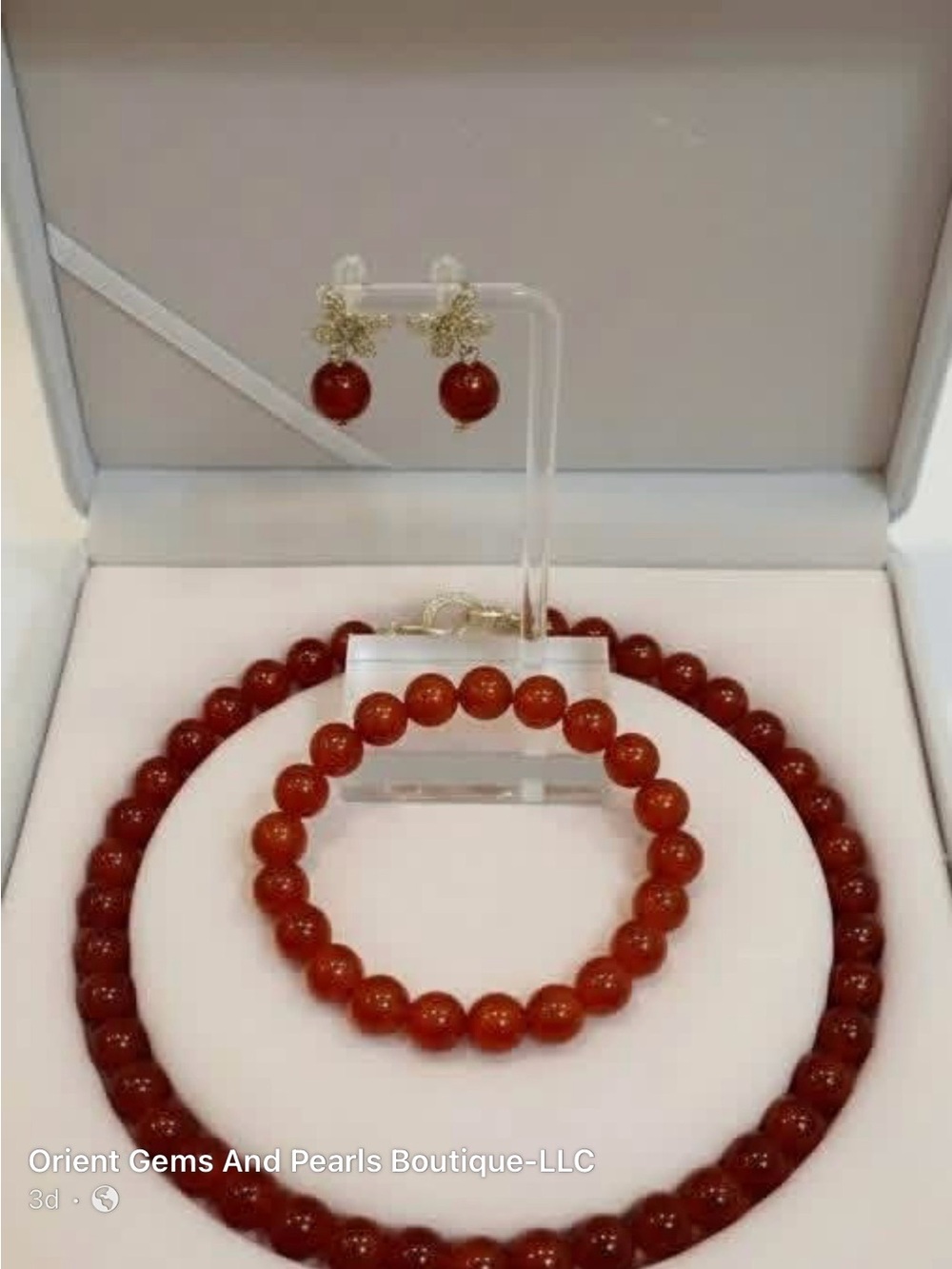 Authentic  red agate set in micron settings